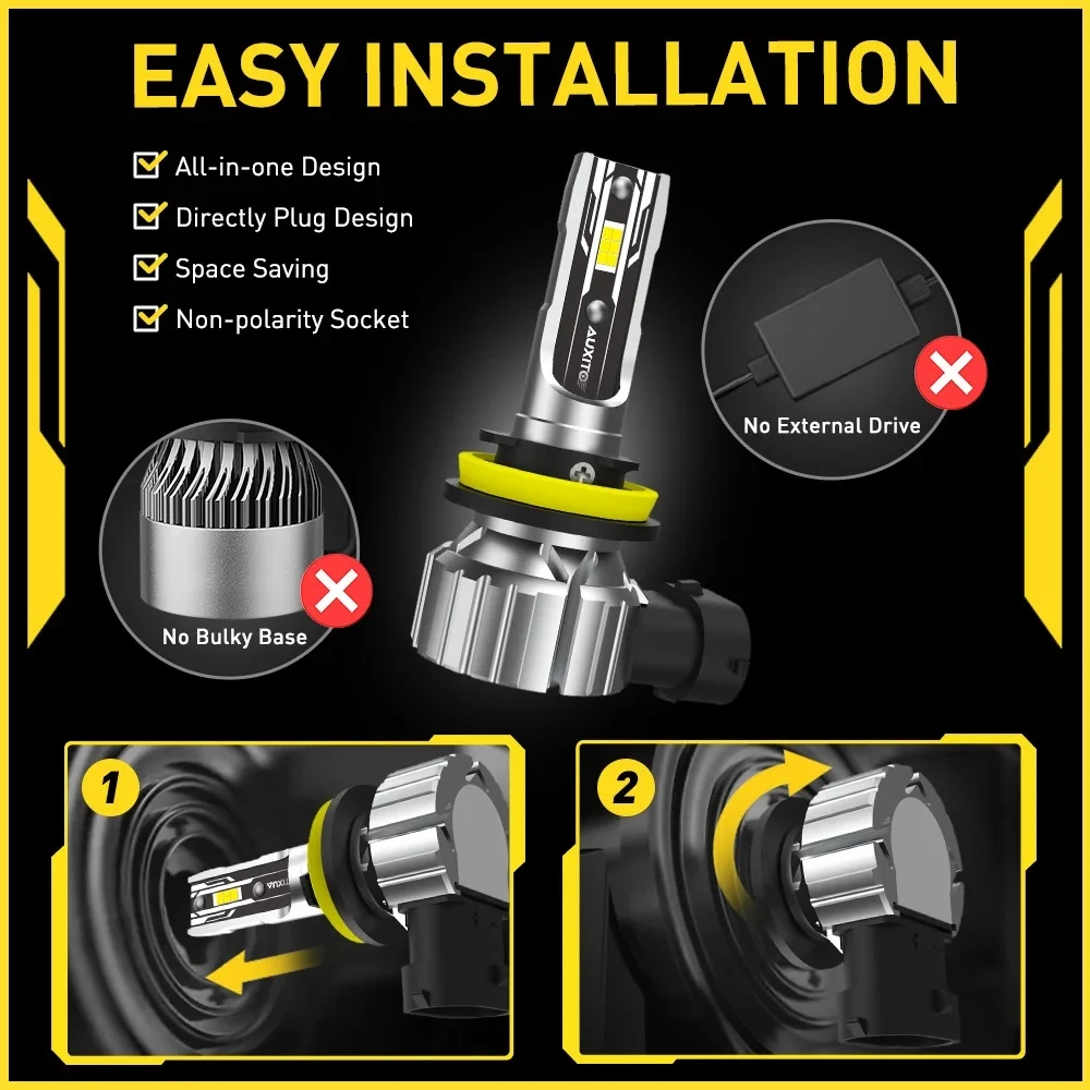 AUXITO H8 H9 H11 H16J 9005 HB3 LED Headlight Bulb 6500K - image 8