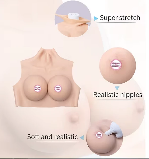 Realistic Artificial Silicone Breasts  High Collar Neck - image 3