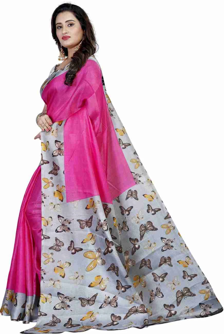 Butterfly Printed Saree with Blouse Material - image 2