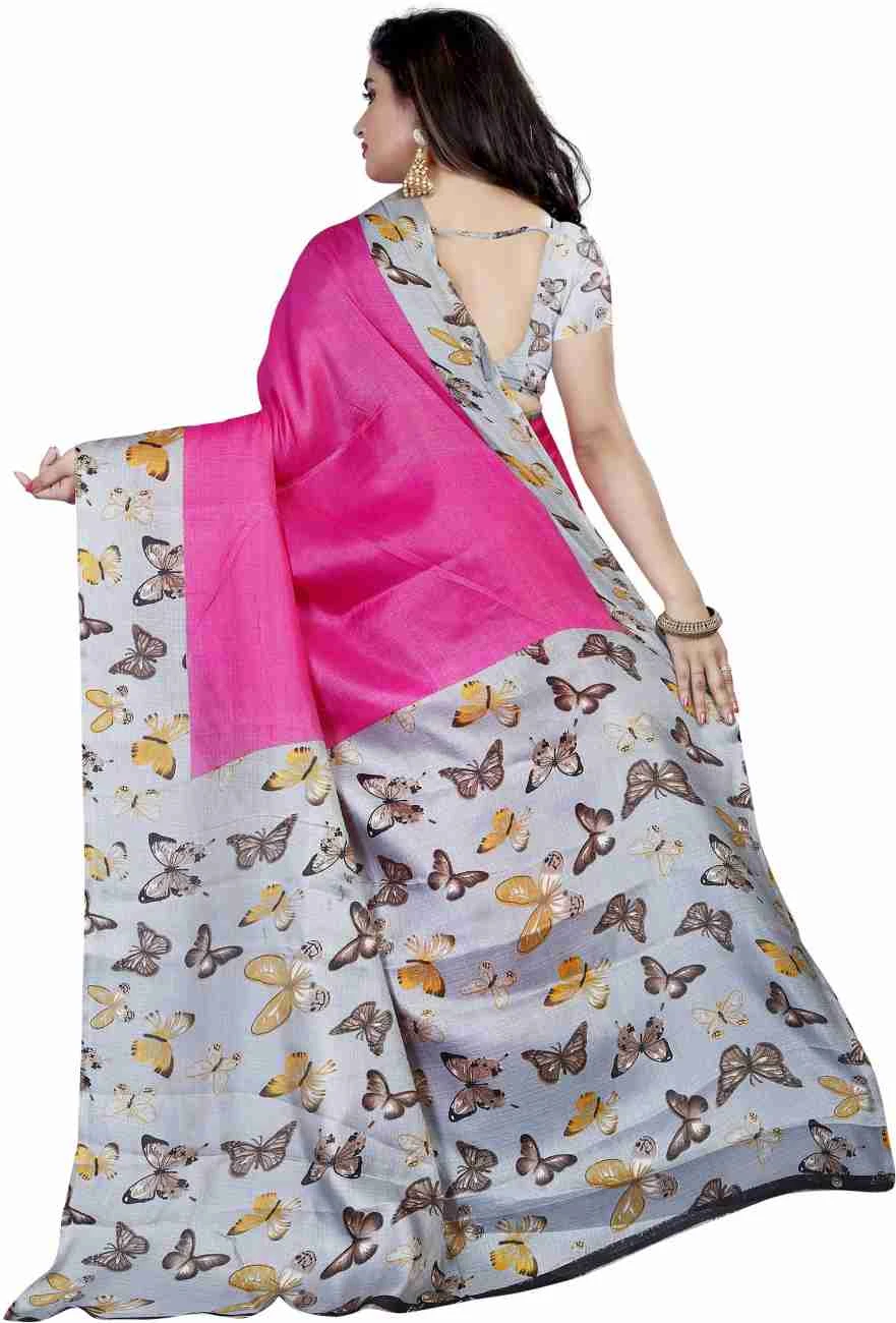 Butterfly Printed Saree with Blouse Material - image 3