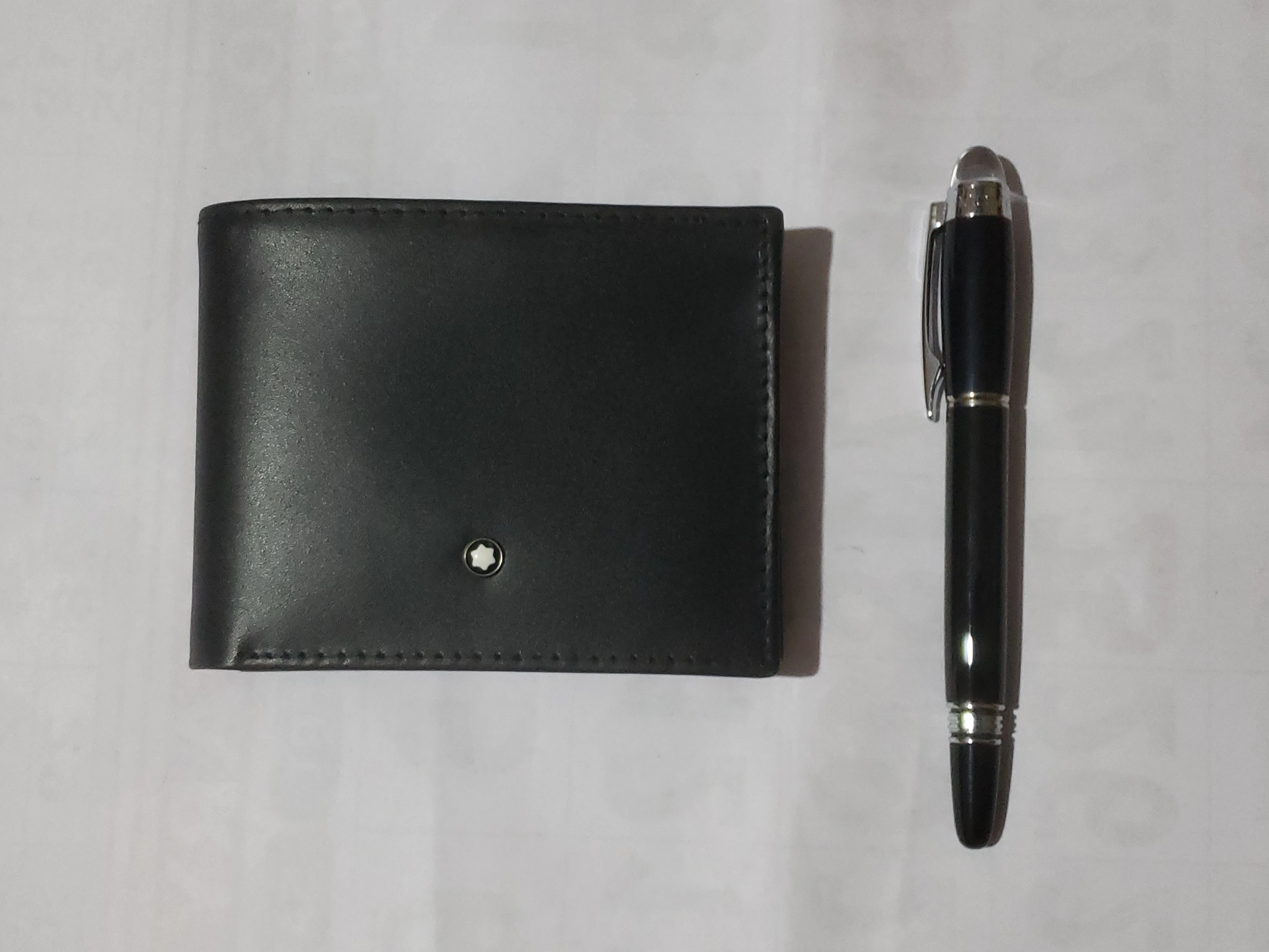 Mont Blanc Wallet and Pen Genuine Leather Set