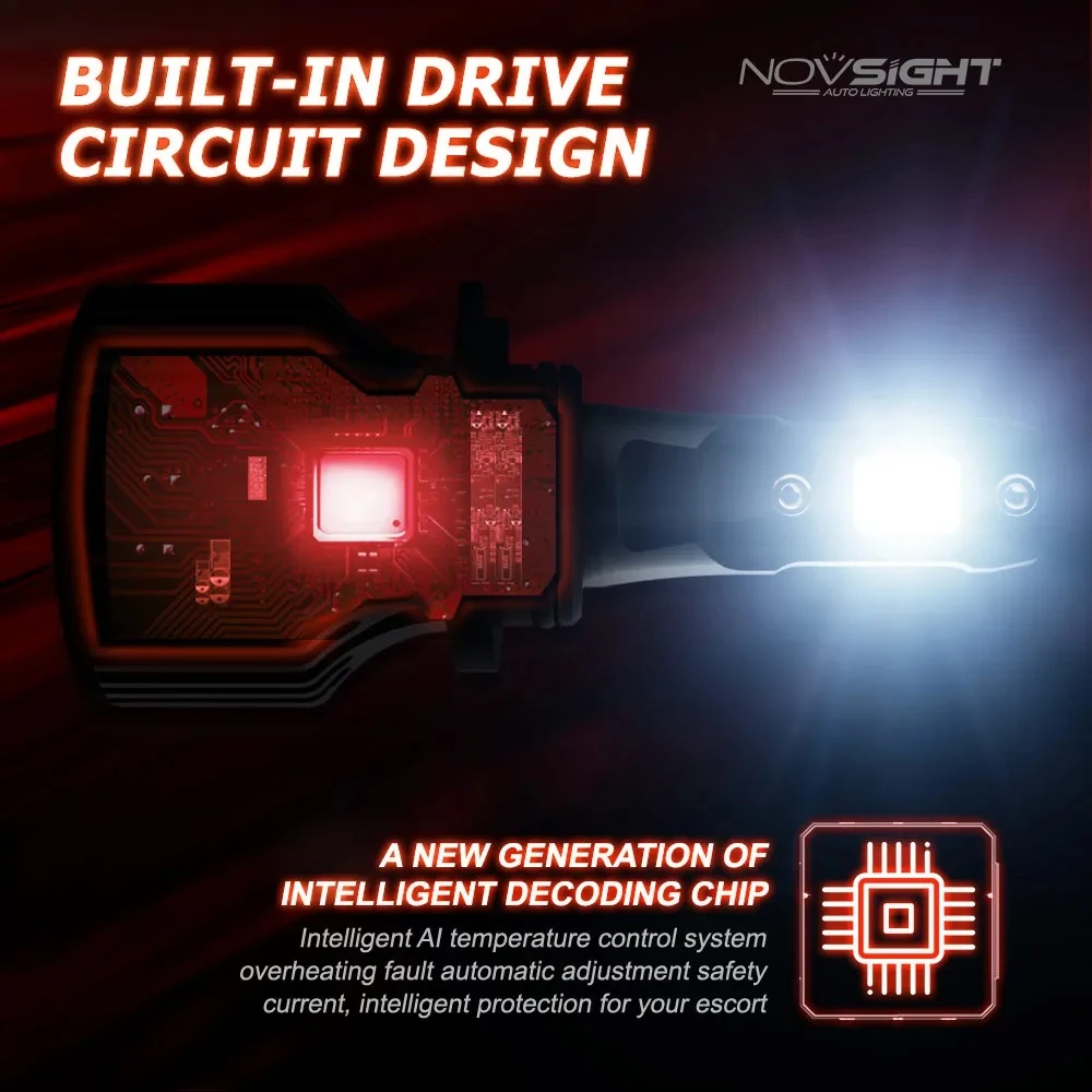NOVSIGHT N39 HIR2 9012 72W 10000LM LED Headlight Bulb - image 5
