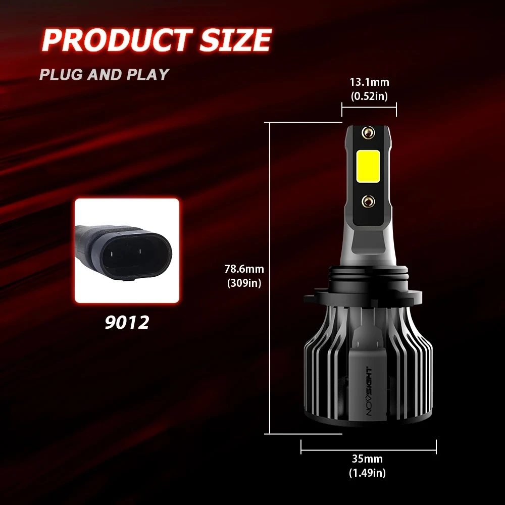 NOVSIGHT N39 HIR2 9012 72W 10000LM LED Headlight Bulb - image 12