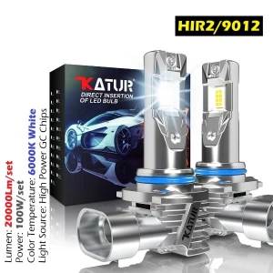 KaTur 9012 HIR2 LED Headlight 100W 20000LM Fanless 6000K