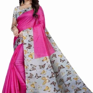 Butterfly Printed Saree with Blouse Material