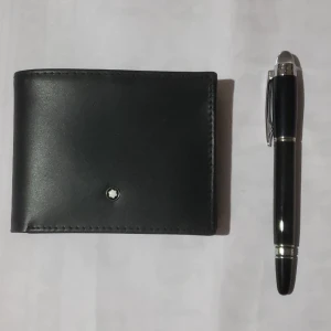 Mont Blanc Wallet and Pen Genuine Leather Set