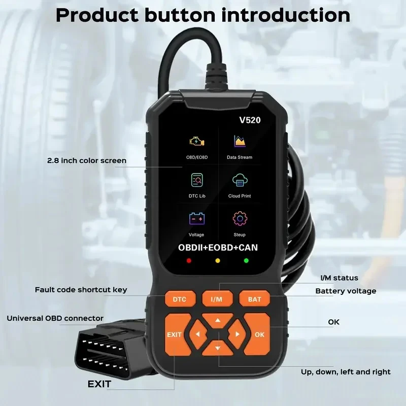 Generic V520 Engine Diagnostic Scanner OBD2 Fault Reader - image 2