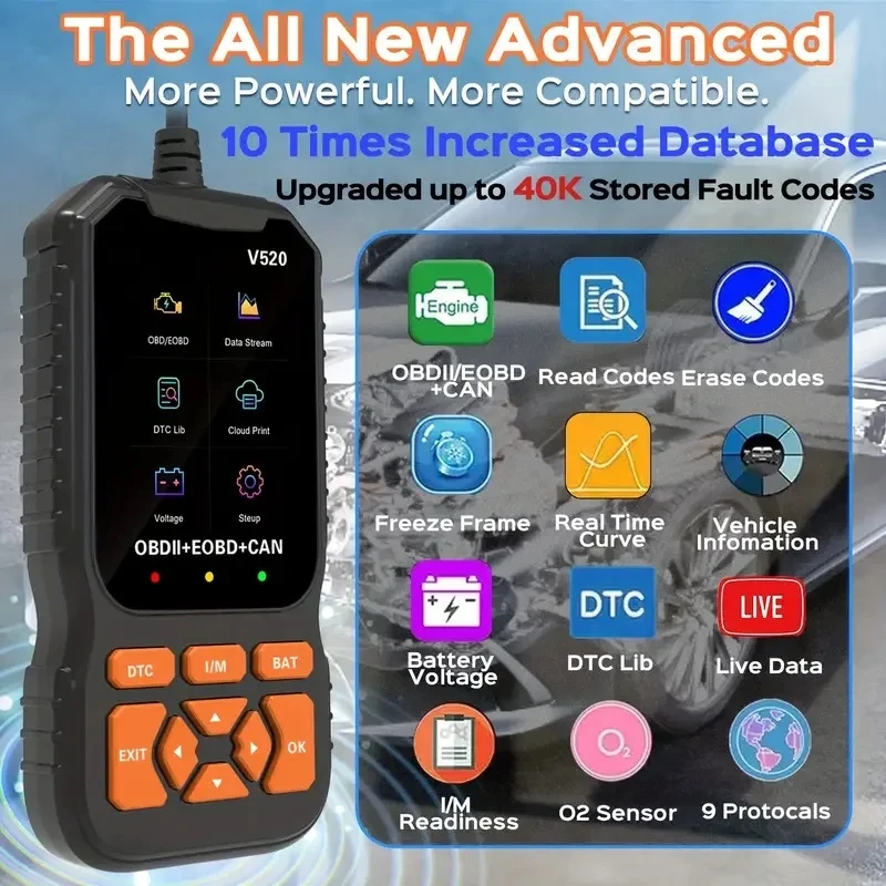 Generic V520 Engine Diagnostic Scanner OBD2 Fault Reader - image 3