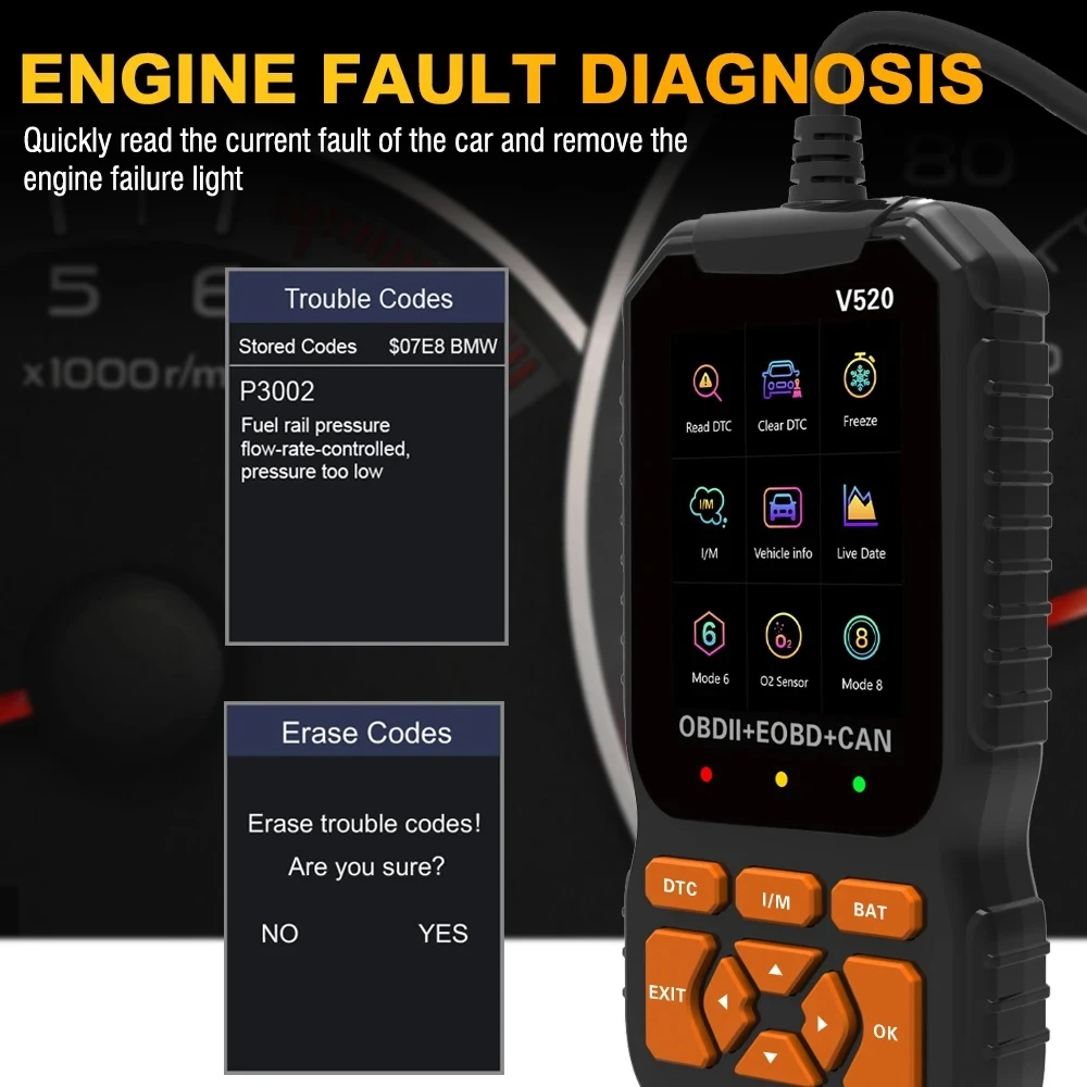 Generic V520 Engine Diagnostic Scanner OBD2 Fault Reader - image 5