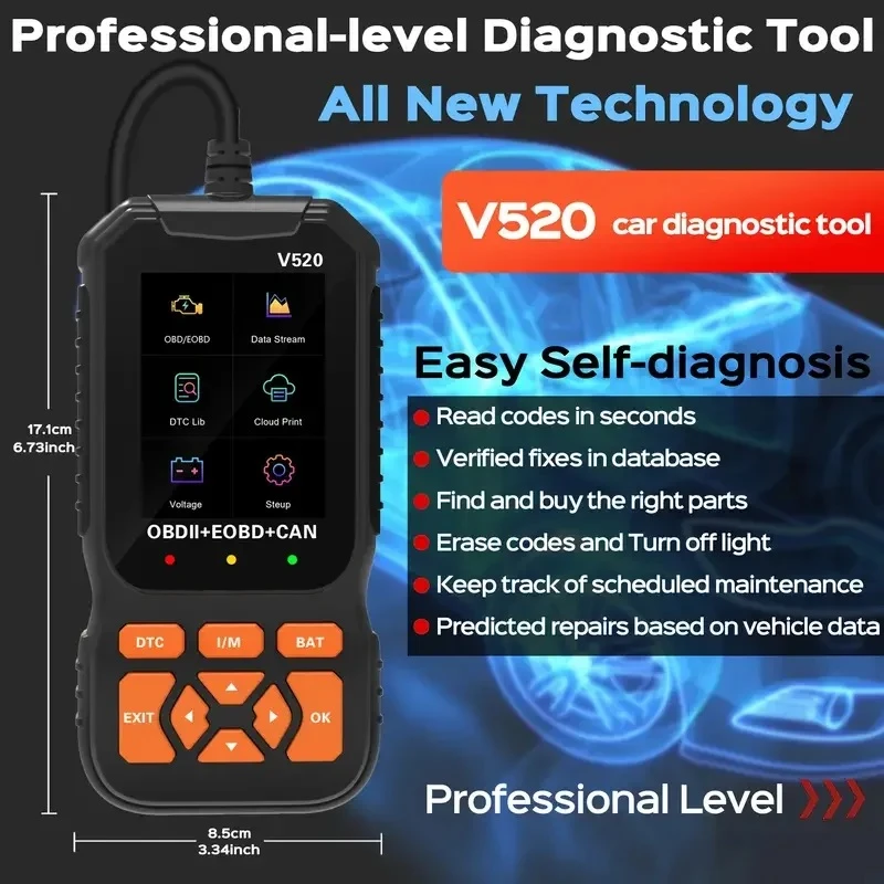 Generic V520 Engine Diagnostic Scanner OBD2 Fault Reader - image 7