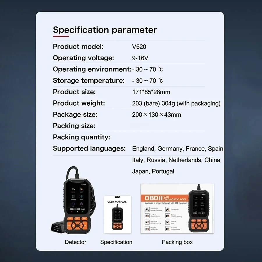 Generic V520 Engine Diagnostic Scanner OBD2 Fault Reader - image 12
