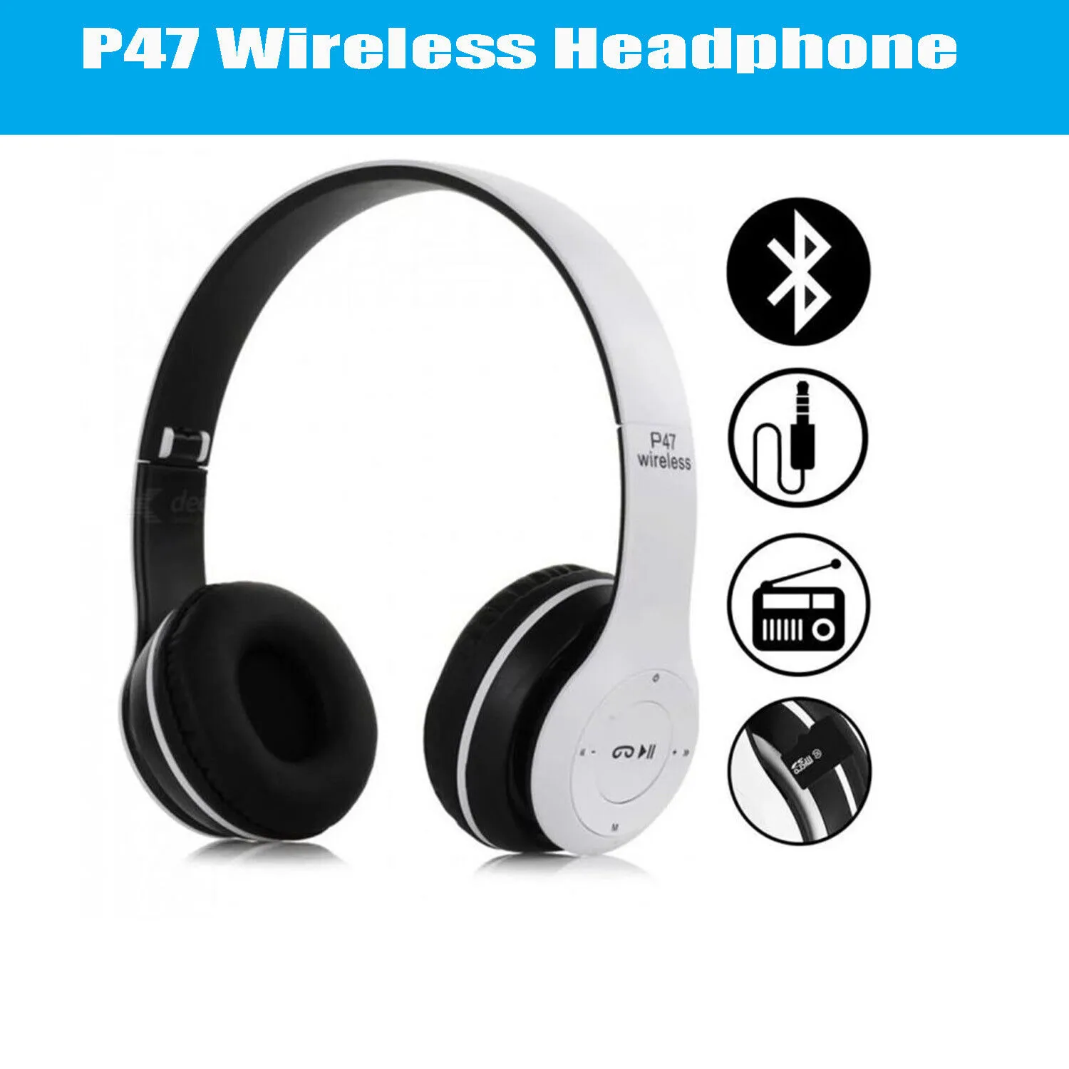 P47 Wireless Headphones Over Ear Super Bass