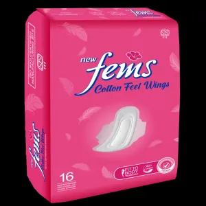 Fems Cotton Feel Wings 16S Pack Sanitary Napkins