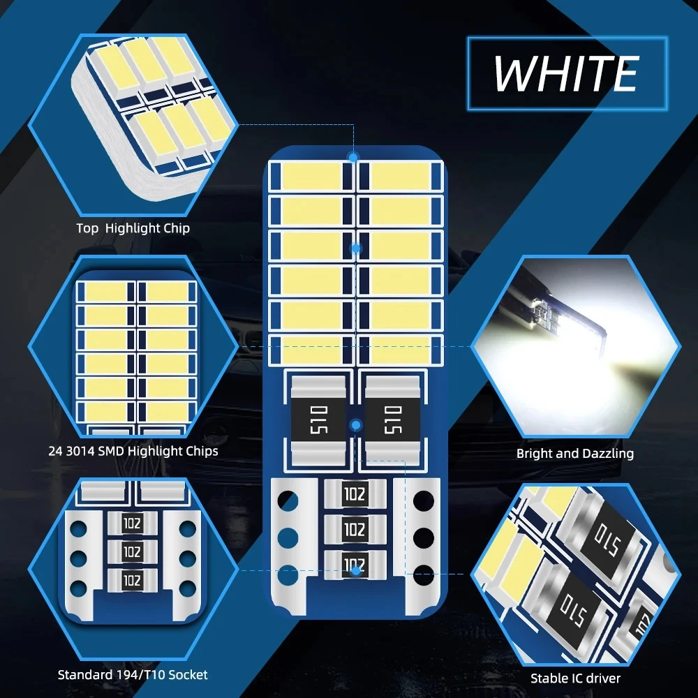 Generic T10 W5W LED 24SMD Car Interior Park Light - image 10