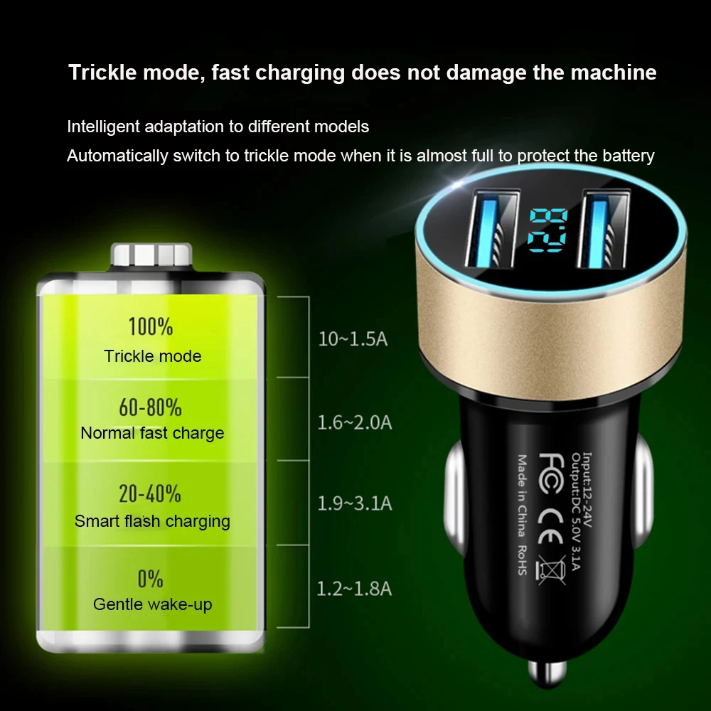 Generic 3.1A Dual USB Car Charger LED Display - image 5