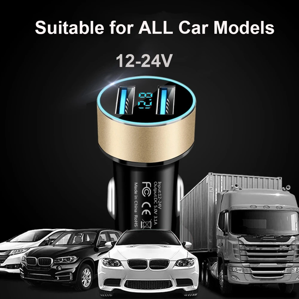 Generic 3.1A Dual USB Car Charger LED Display - image 2