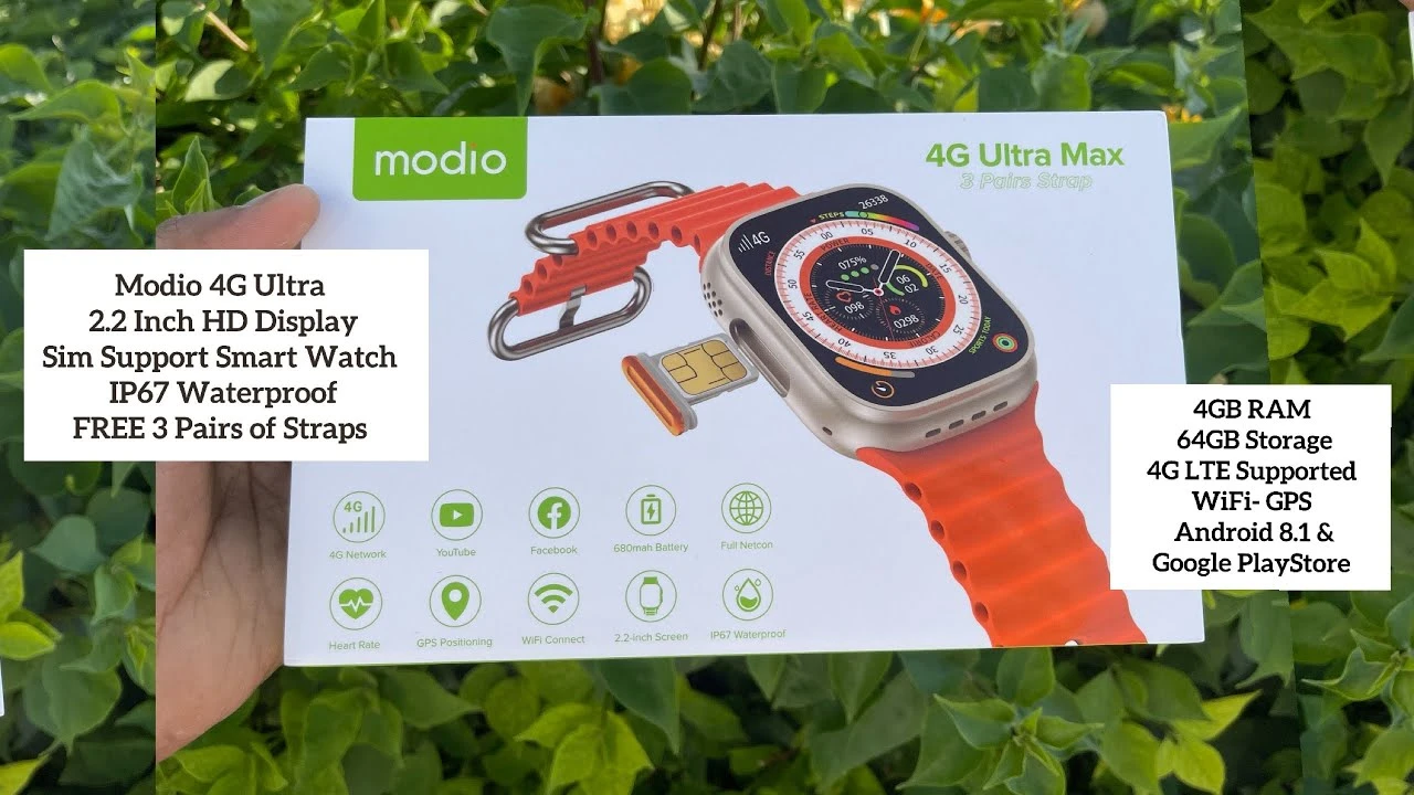 Modio 4G Ultra Smart Watch 4GB RAM 64GB ROM 2.2 inch - image 3