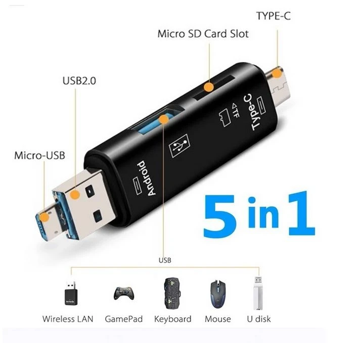 Generic 5-in-1 Multifunction Card Reader OTG
