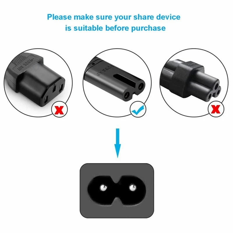 Generic EU Power Cable 2 Pin AC Power Cord - image 2