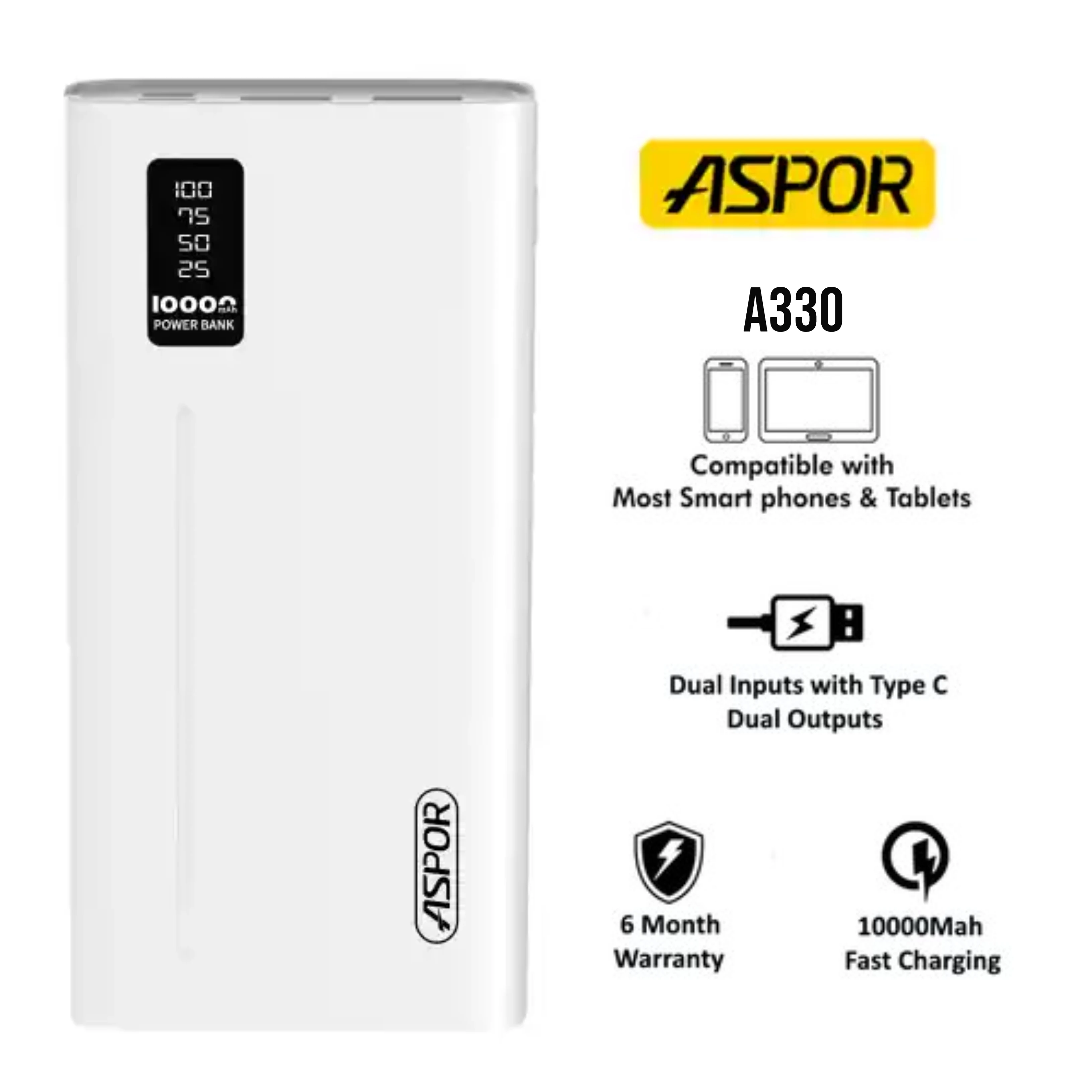 ASPOR A335 10000mAh Power Bank 22.5W QC 3.0 LCD DISPLAY - image 4