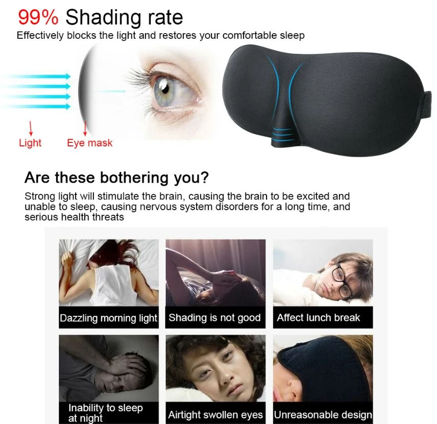 Generic 3D Sleep Eye Mask Soft Travel Rest Aid - image 4