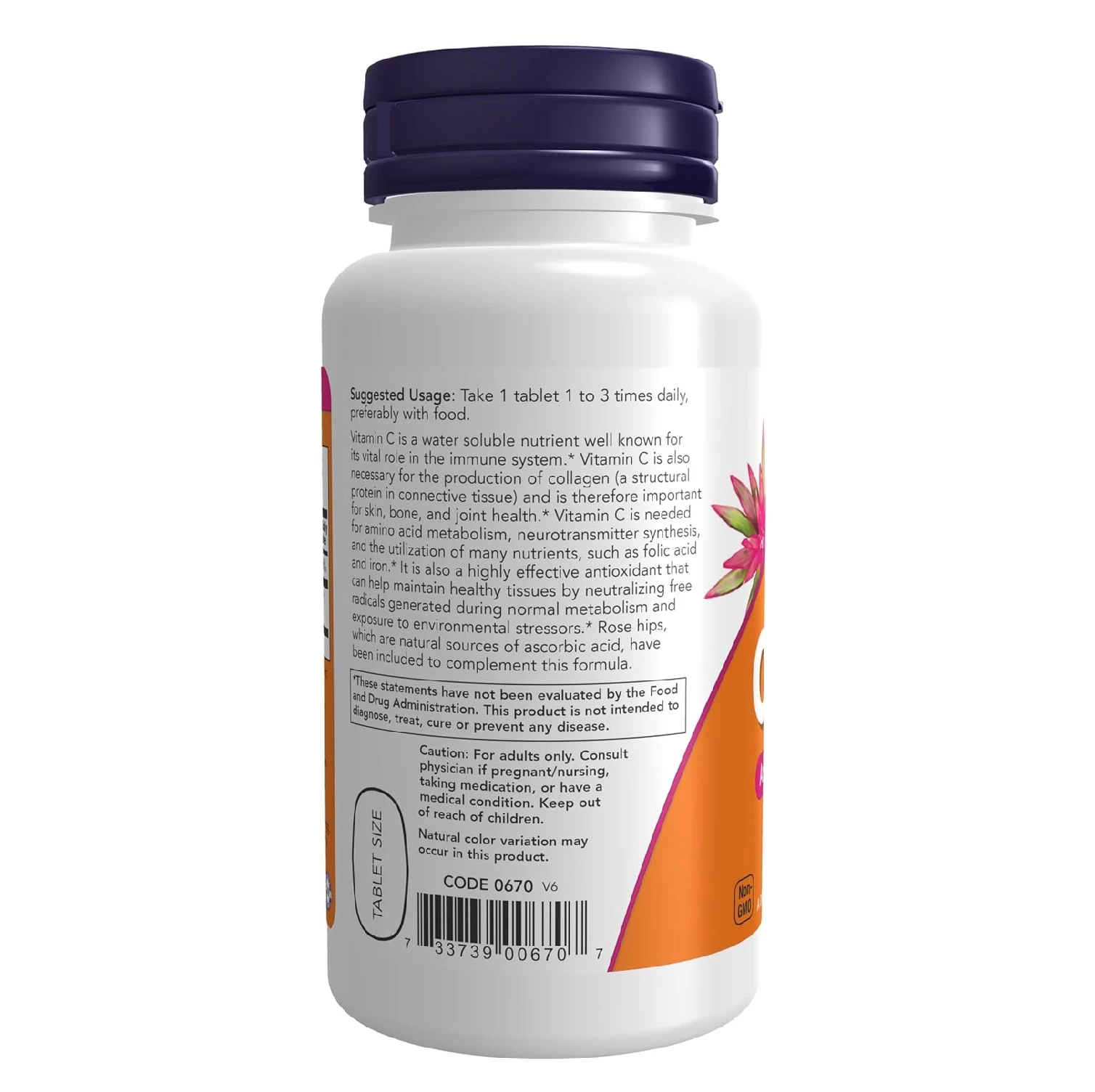 NOW Supplements Vitamin C 500mg Rose Hips - image 4