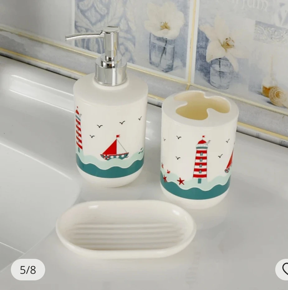Generic Toilet-themed Plastic Printing Bathroom Accessory Set - image 2