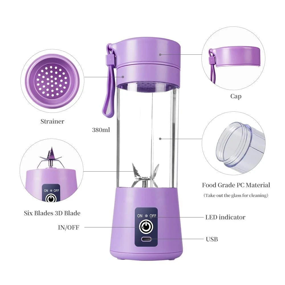Generic Mini Portable Blender 380ML Rechargeable - image 3