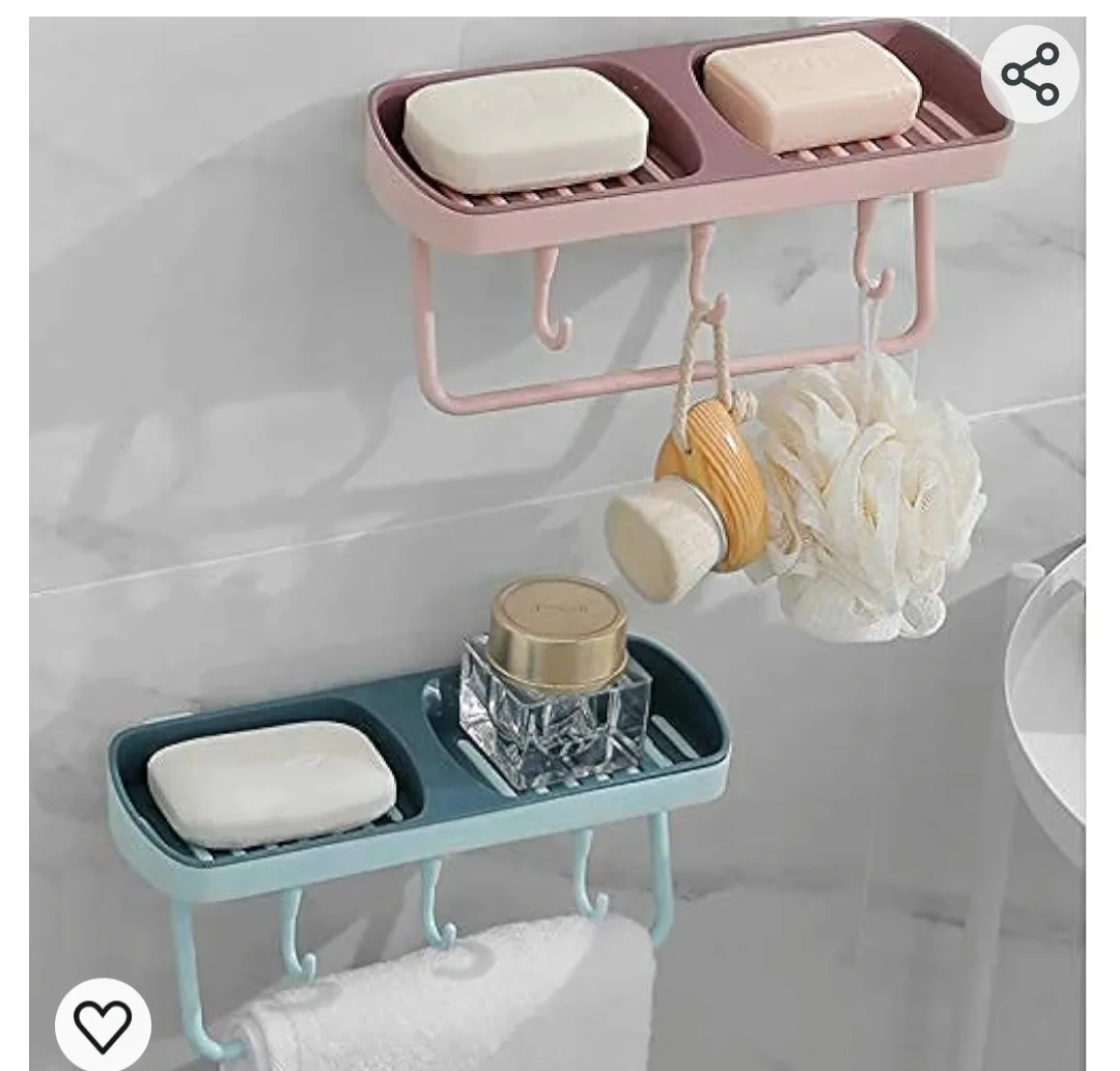 Generic Wall Mount Soap Dish & Towel Holder 4 Hooks