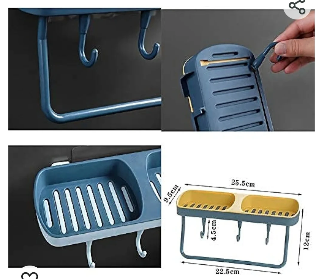 Generic Wall Mount Soap Dish & Towel Holder 4 Hooks - image 4