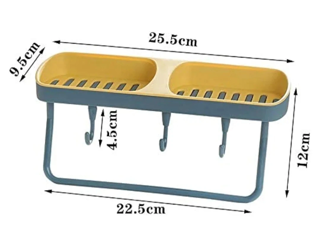 Generic Wall Mount Soap Dish & Towel Holder 4 Hooks - image 2
