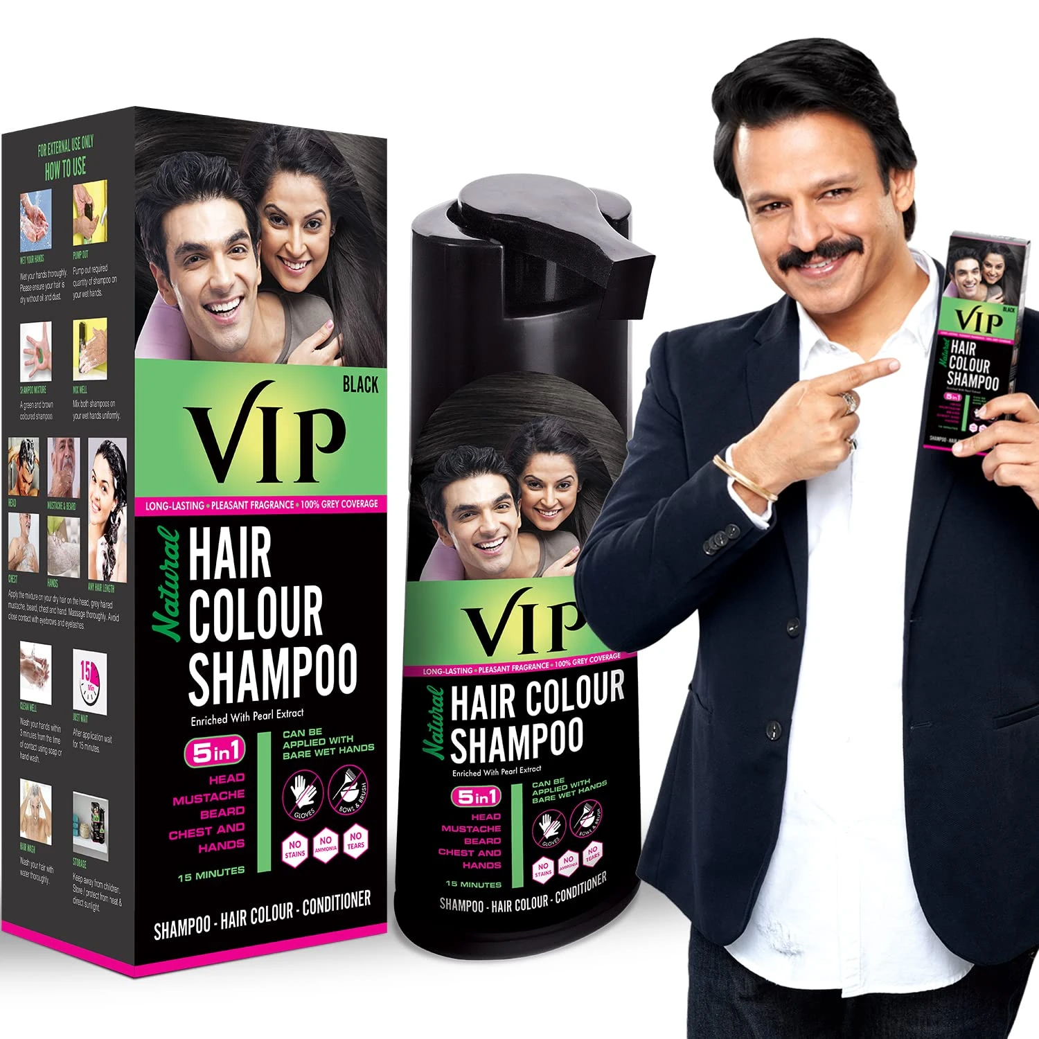 VIP 3 in 1 Hair Color Shampoo Ammonia Free - image 3