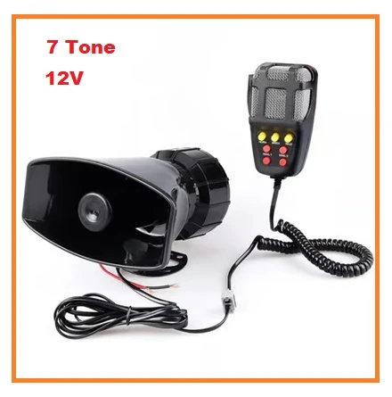 AUTO 7 Tone Horn Police Siren, Loudspeaker Grill 12V