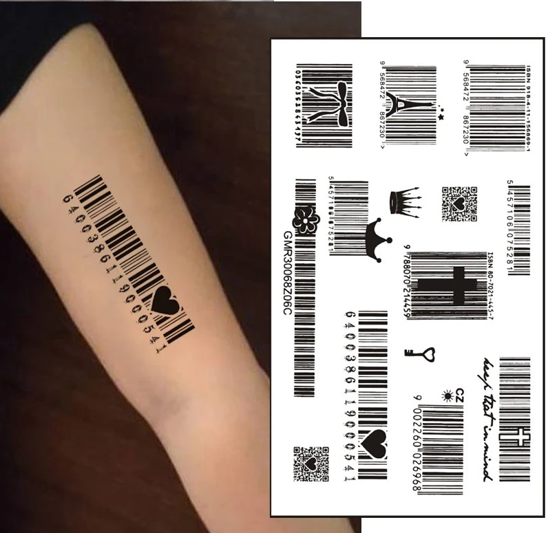 Generic Temporary Tattoo Sticker Barcode Waterproof Mini - image 1