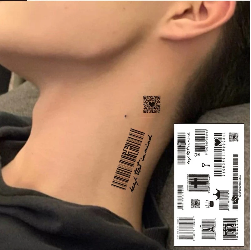 Generic Temporary Tattoo Sticker Barcode Waterproof Mini - image 2