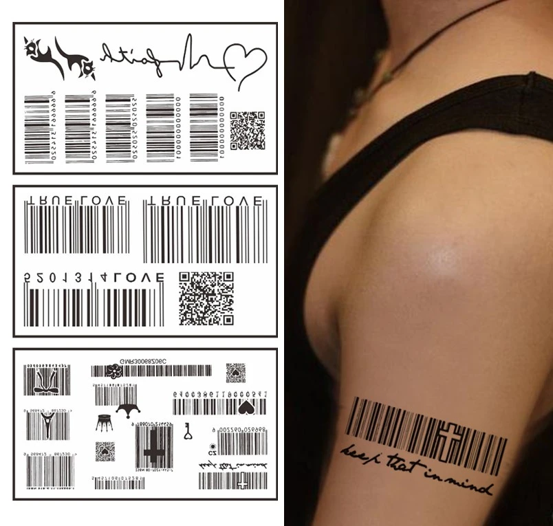 Generic Temporary Tattoo Sticker Barcode Waterproof Mini - image 3
