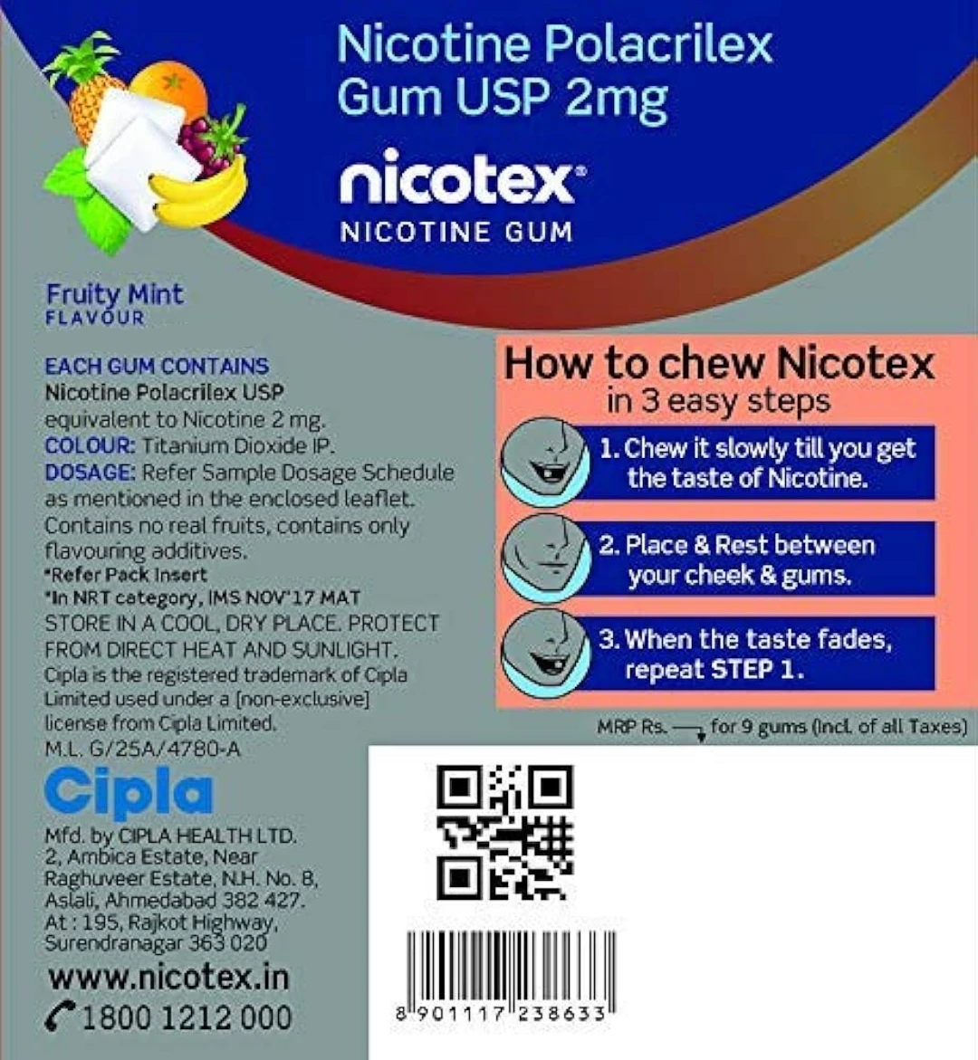 Nicotex Nicotine Sugar Free Gums දුම් පානයෙන් ගැලවිමට.. - image 2