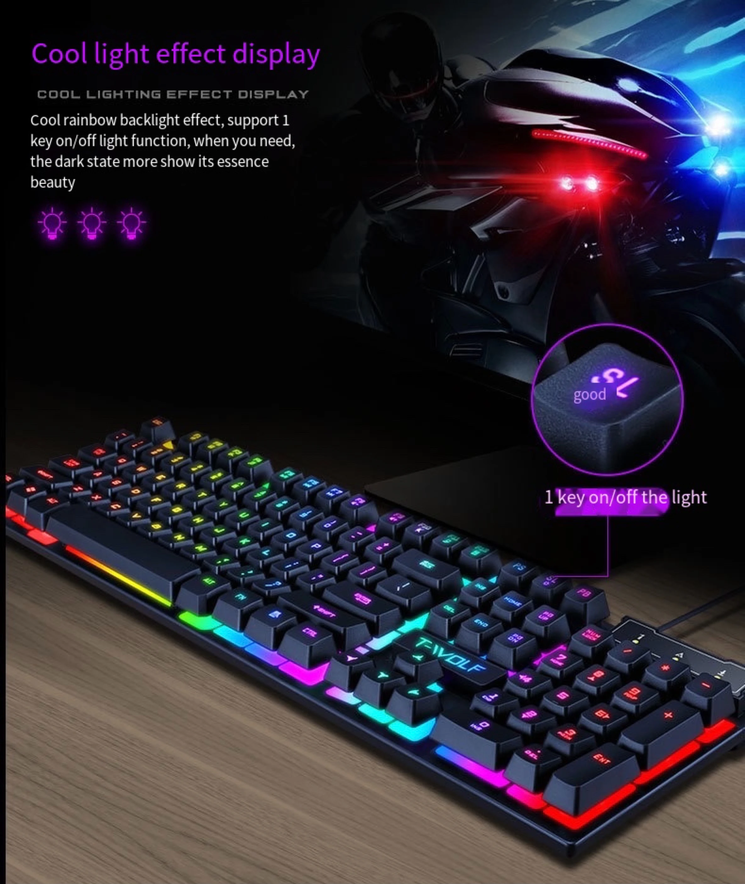 T-WOLF T20 Gaming RGB Wired Keyboard - image 3