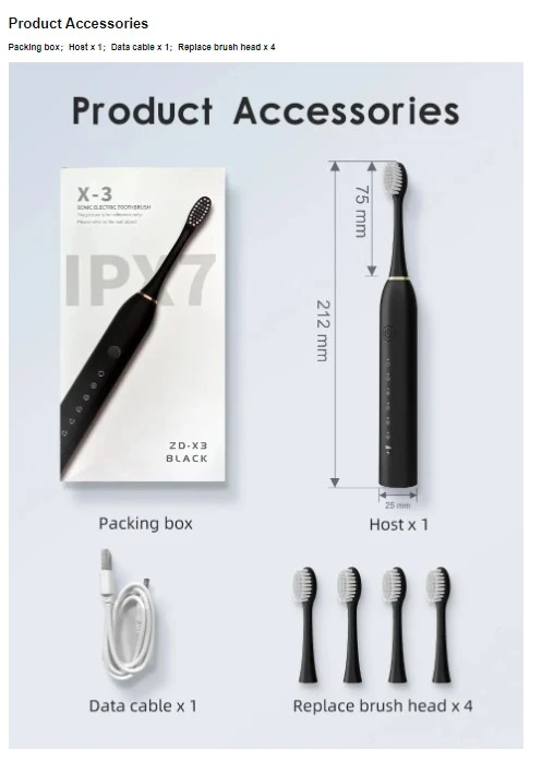 X-3 Sonic Electric Toothbrush USB Rechargeable - image 8