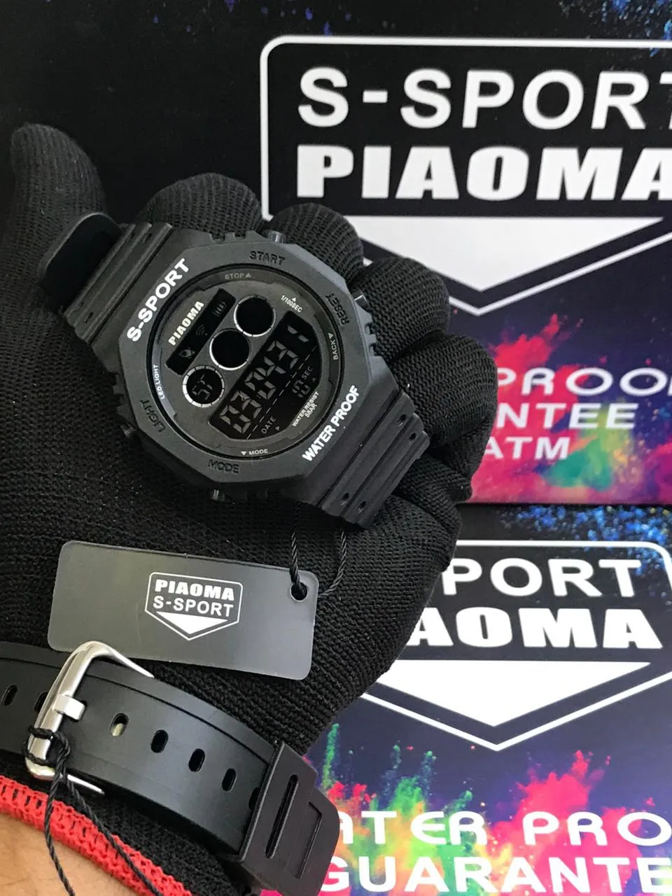 Black Mens Casual Sports Piaoma Brand Watch
