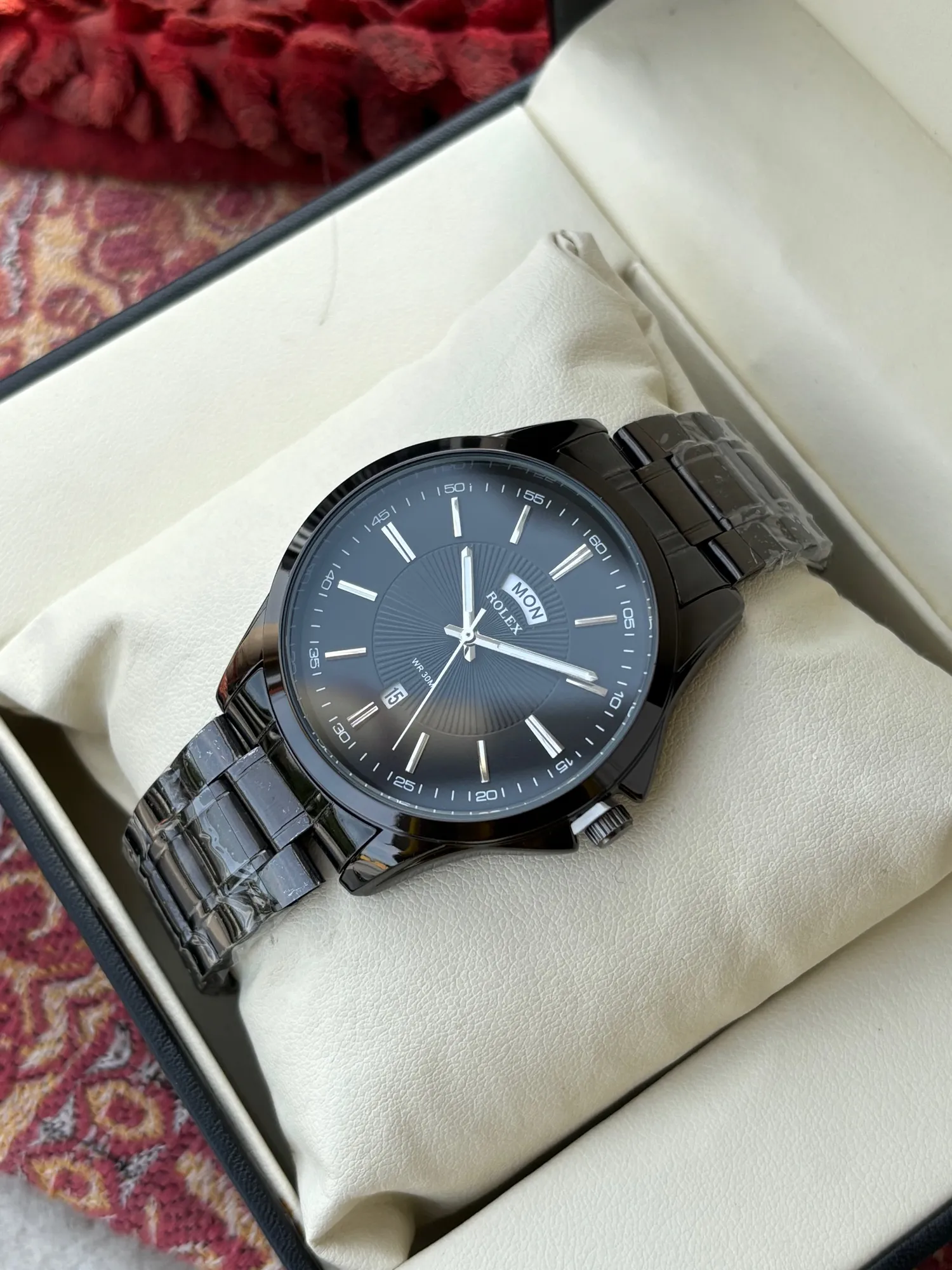 Black New Mens Casual Black Day And Date Rolex Watch