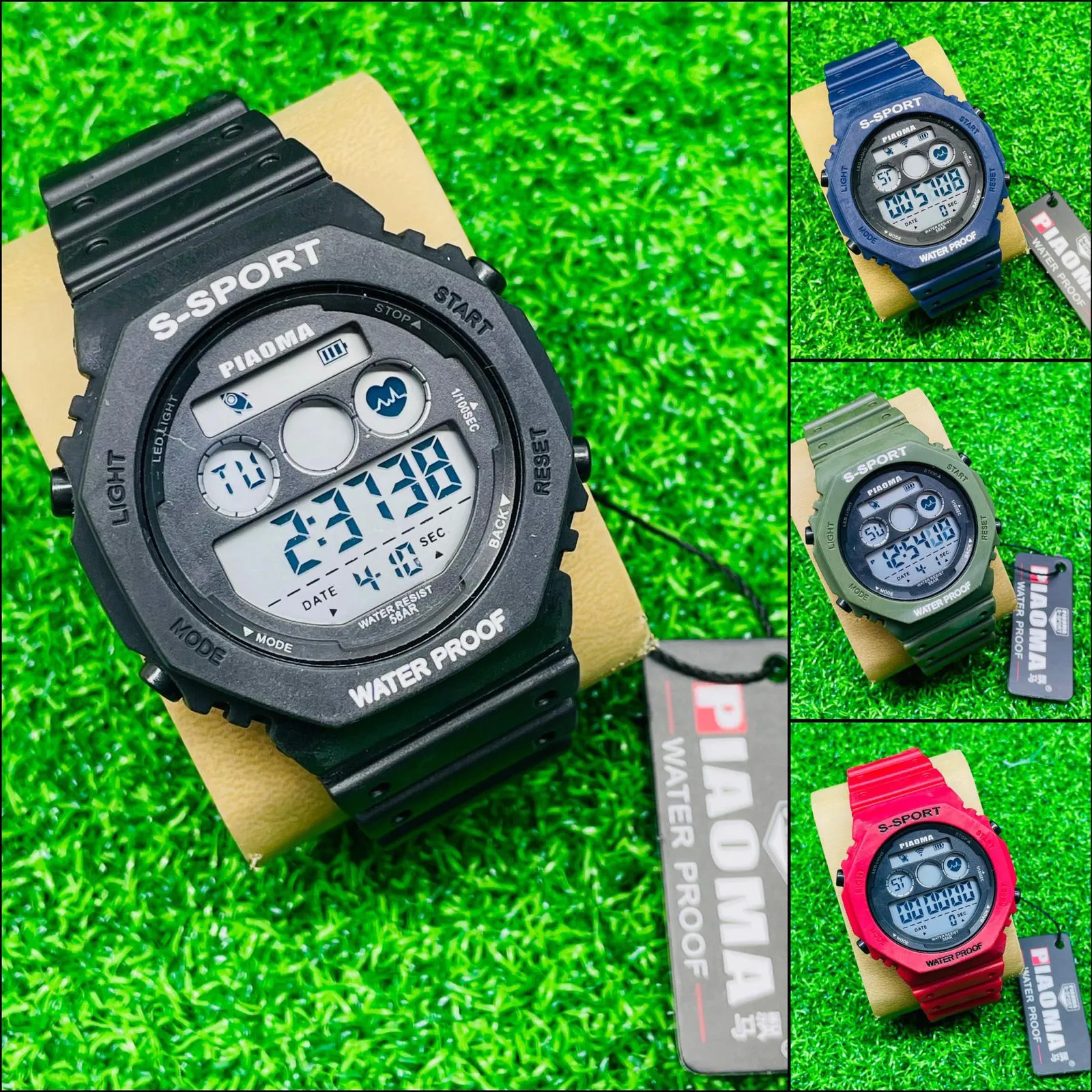 Black New Mens Piaoma digital Sports Watch