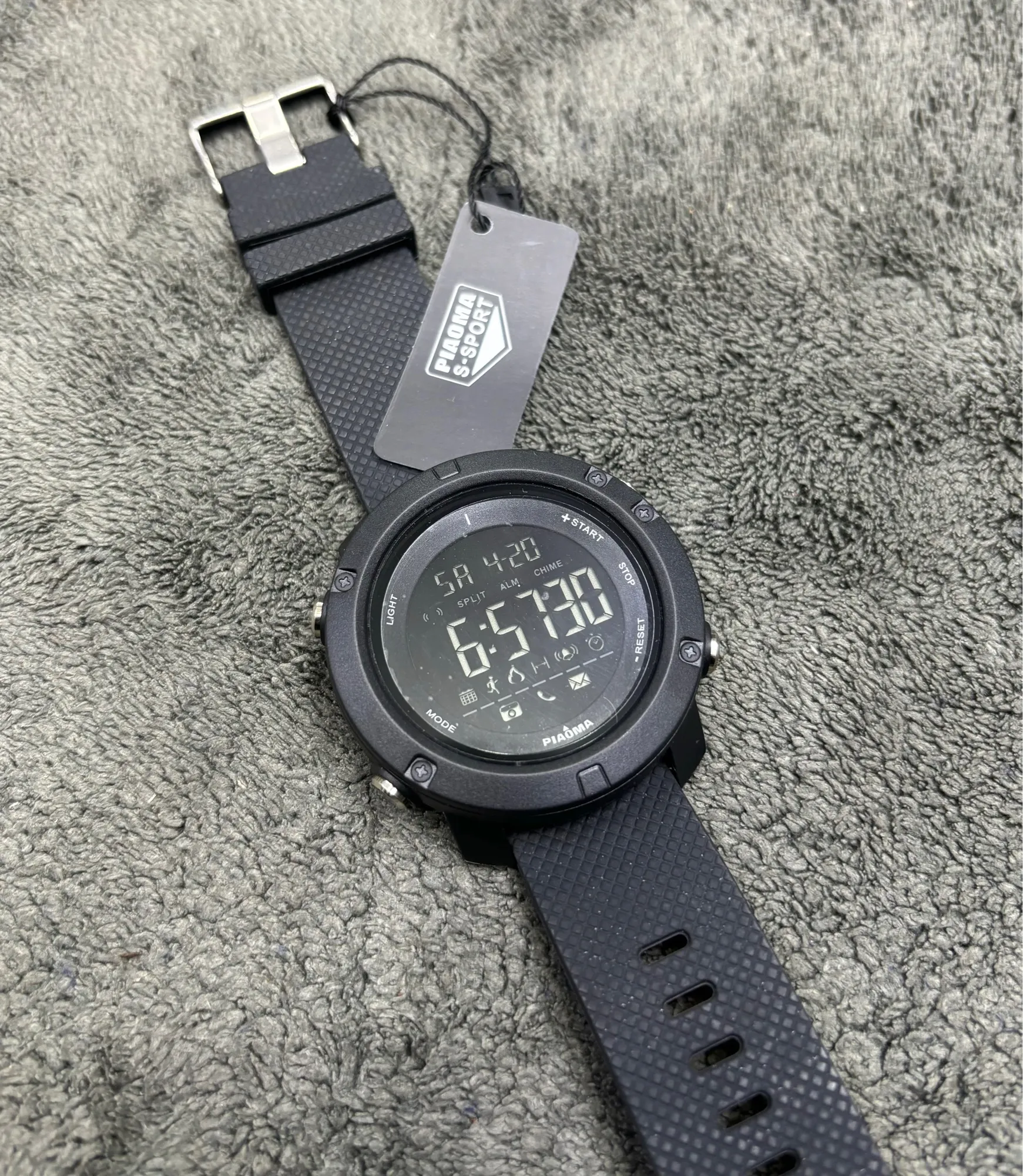 Black New Mens Piaoma S-Sport Fashion Sport Stopwatch Digit