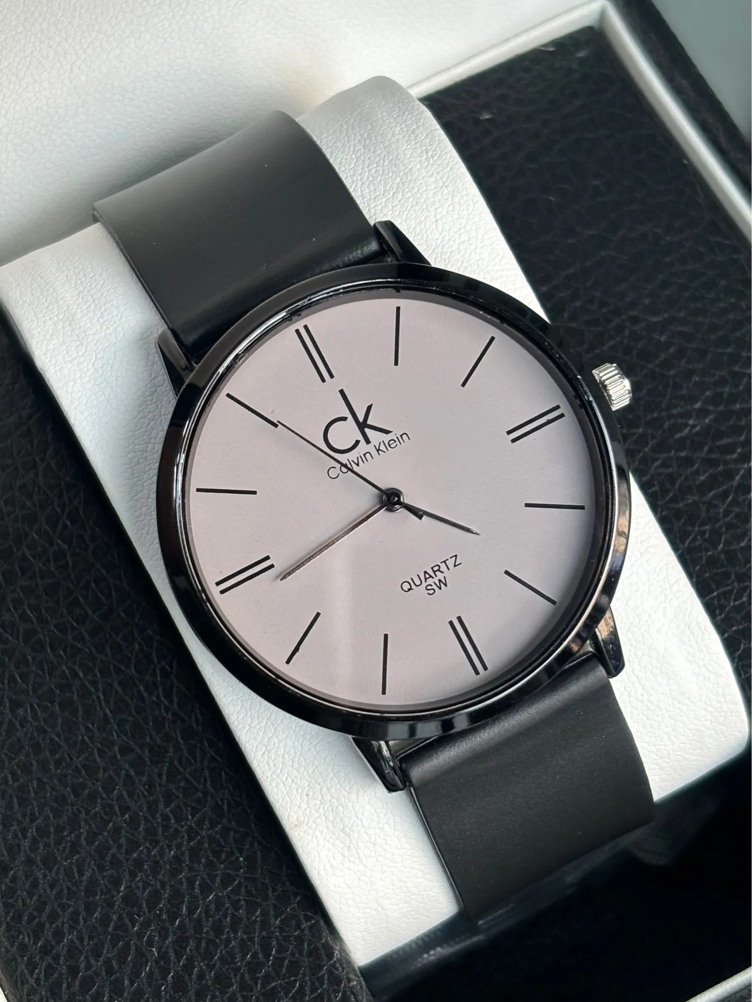 Black Simple Mens And Boys Casual Black Watch