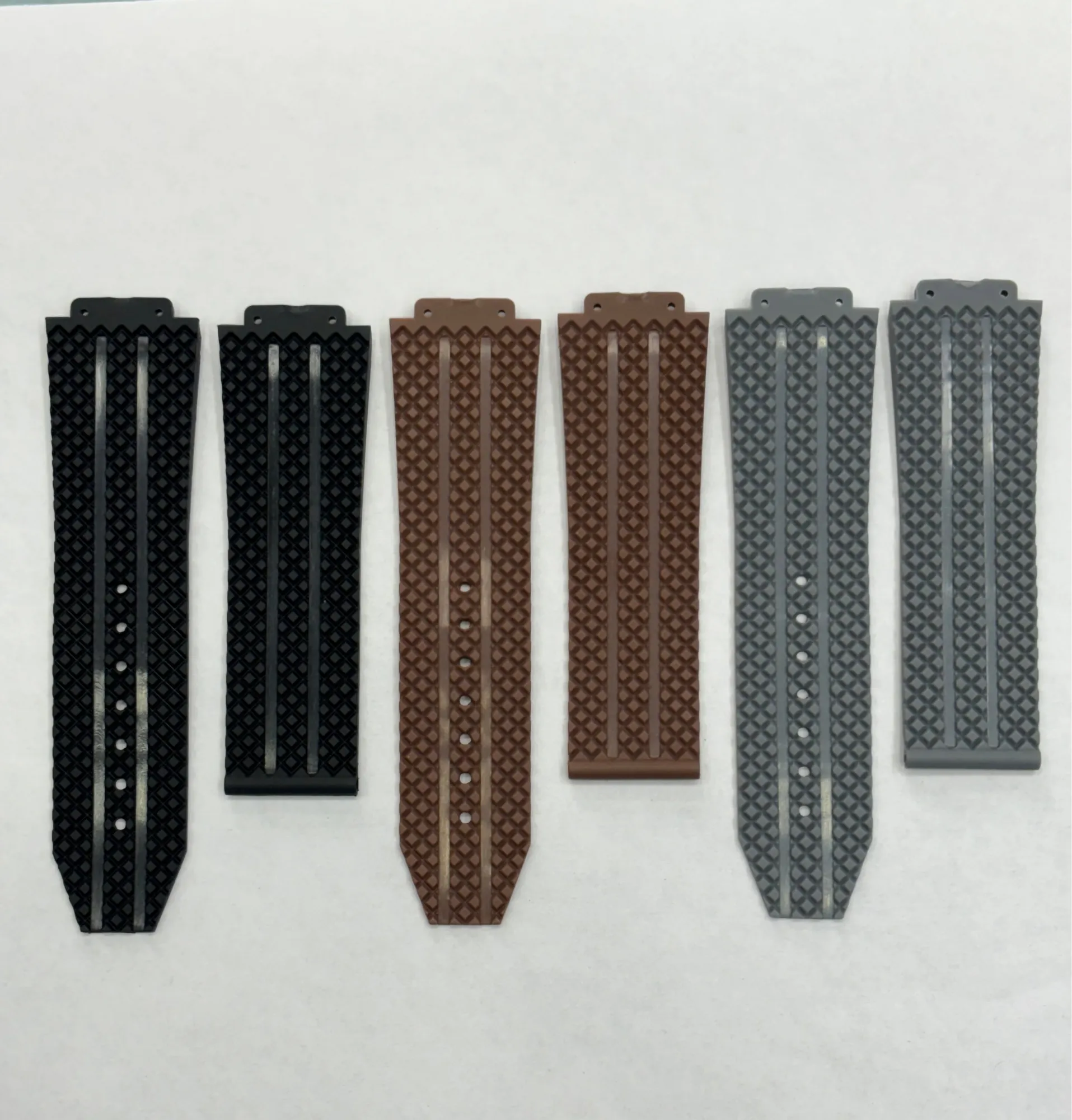 Brown Black/ Brown/ Grey Rubber Strap
