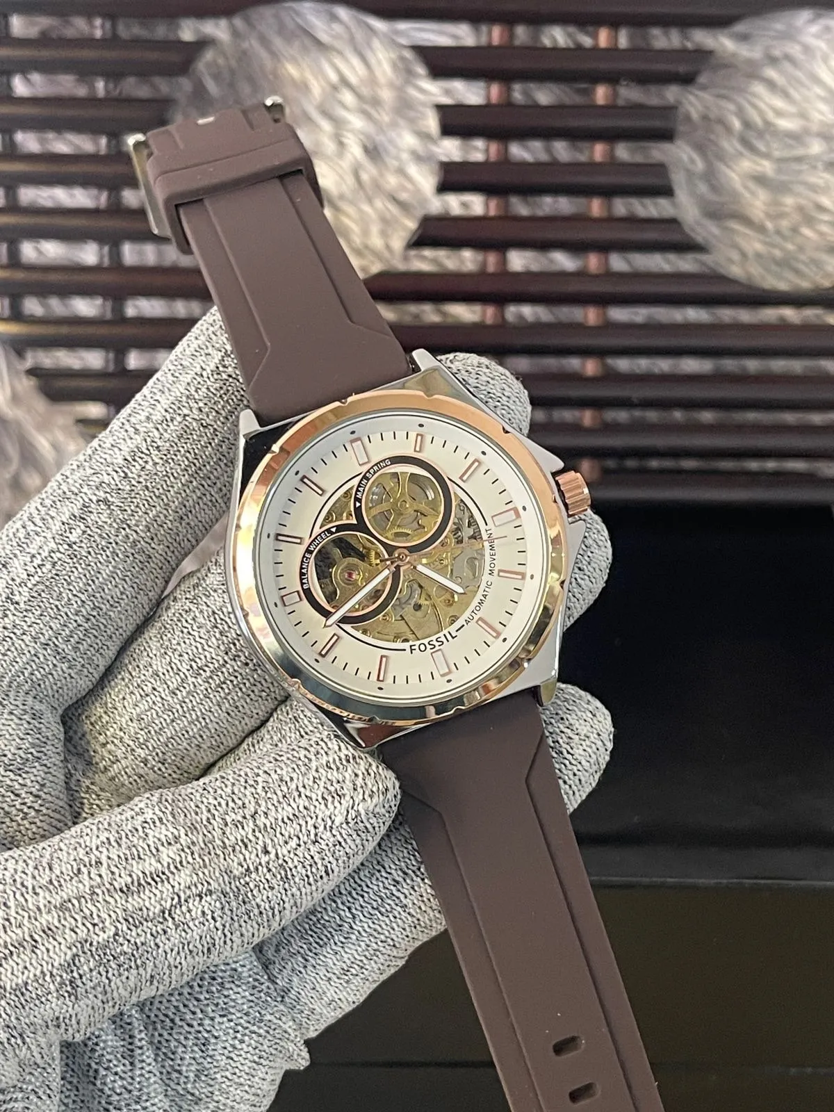 Brown New Automatic Mens boys casual fashion business Watch