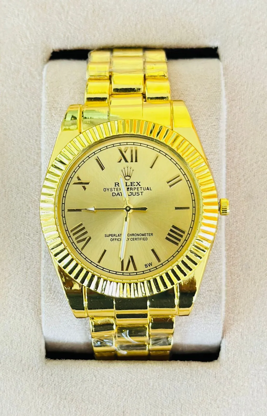 Gold New Mens And Boys Casual Two Tone/ Gold Rolex Watch