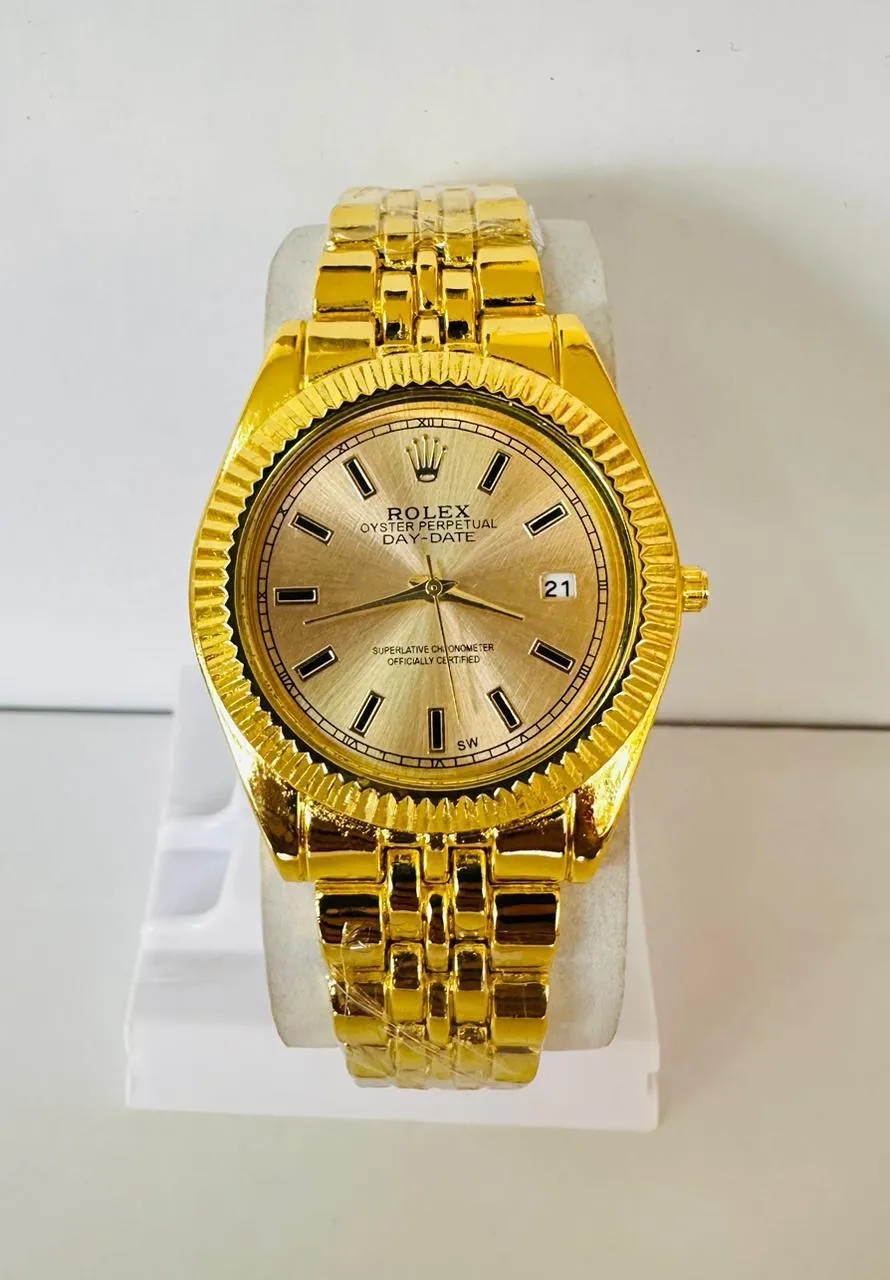gold New Mens Boys Casual Rolex Watch