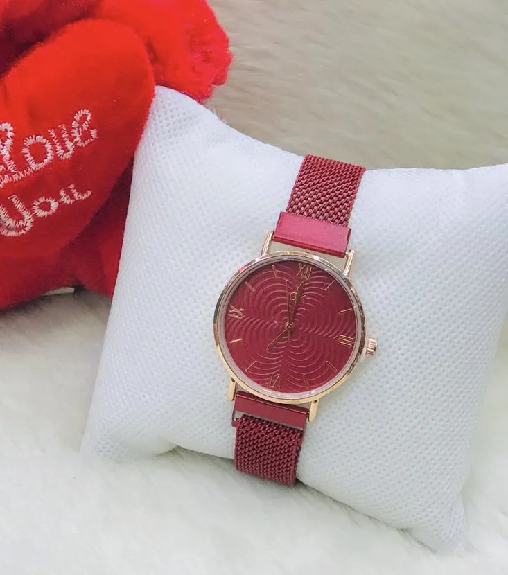 Red New Womens Casual Megnet Watches