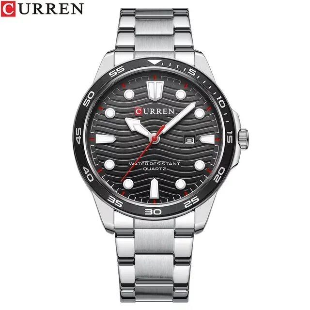 Silver Mens Boys Casual Fashion Silver Simple Wristwatch